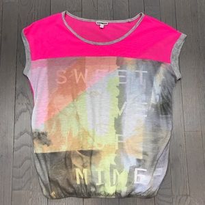 Express Neon Pink Sheer Sweet Love Of Mine Shirt